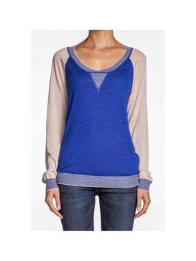 Townsen Colorblock Sweater Cobalt Blue Cream Beige Long Sleeve Raglan Top NWT
